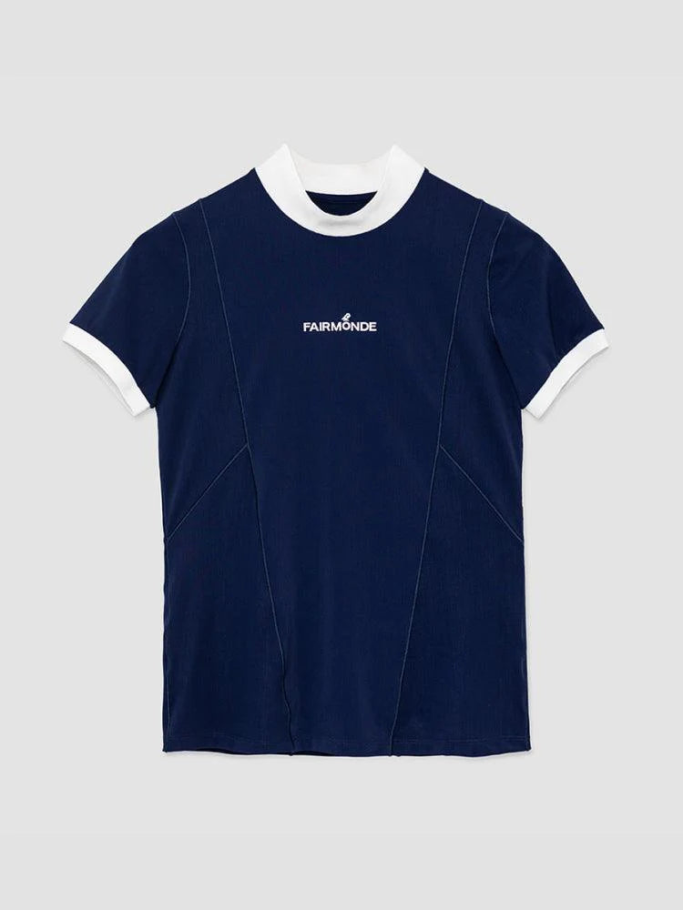 Fairmonde Mock Neck Tee Aqua Marine