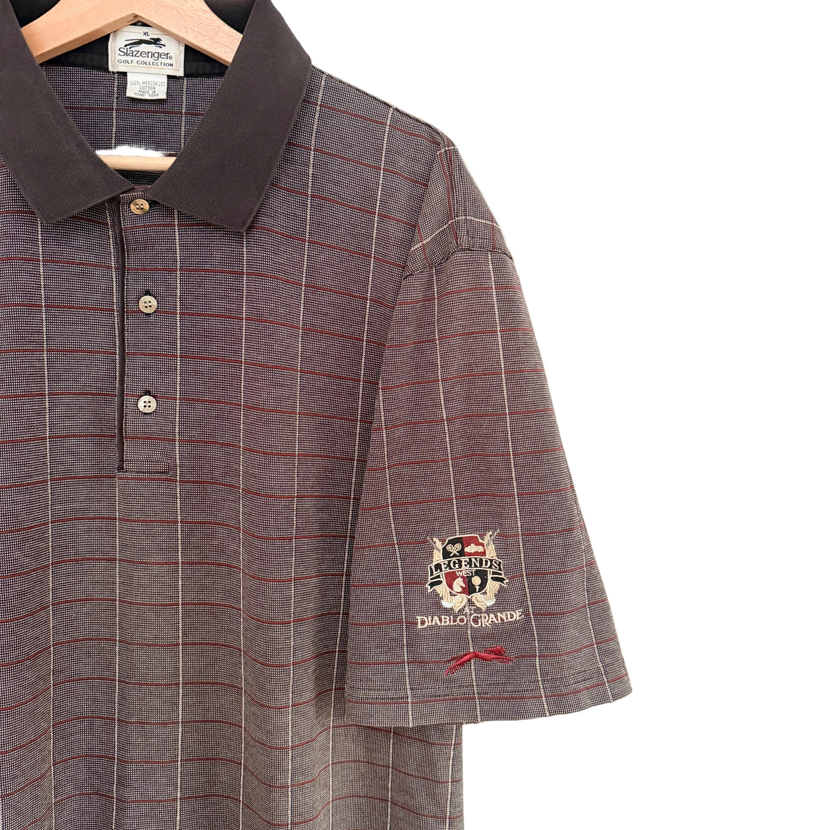MNMLY Refreshed Grey Plaid Slazenger Golf Shirt - XLarge