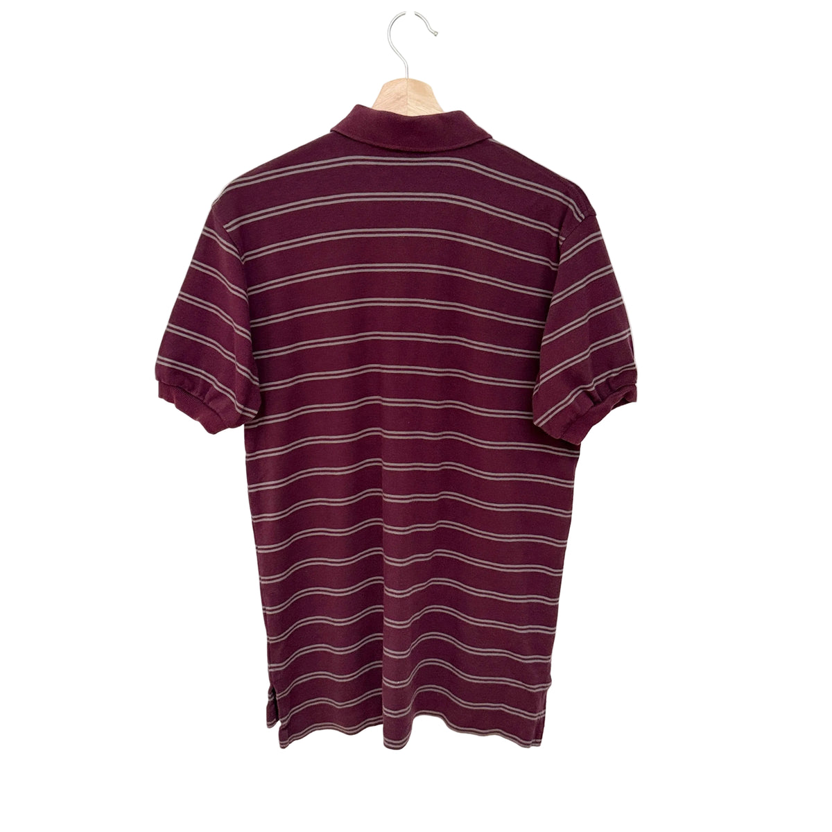 MNMLY Refreshed Wine Stripe Norsport 90s Polo Shirt - XLarge
