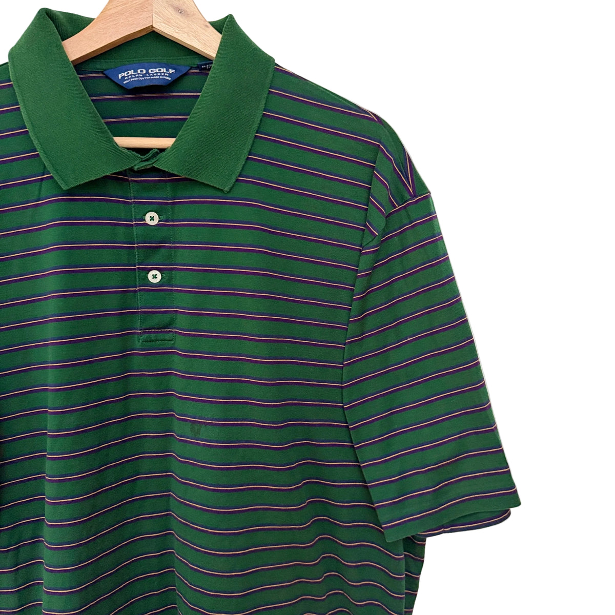 MNMLY Refreshed Green Stripe Polo Golf Shirt - XLarge