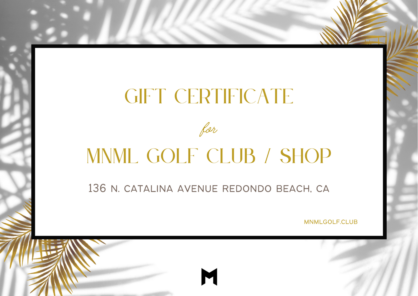 MNML GOLF CLUB Holiday Discount Gift Card