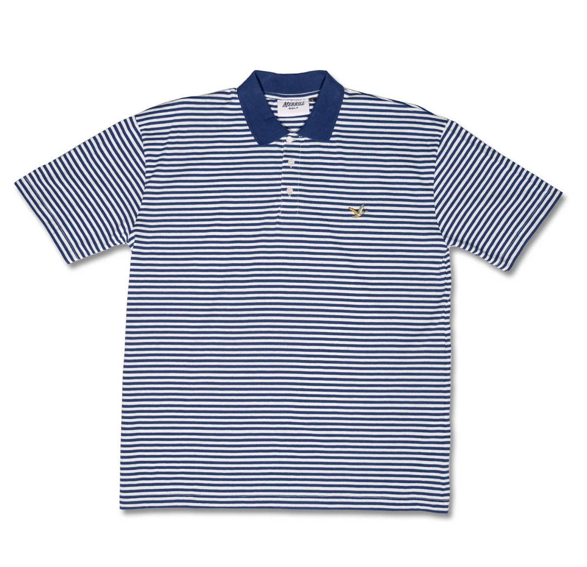 Merrill Golf Birds Stripe Polo (Navy/White)