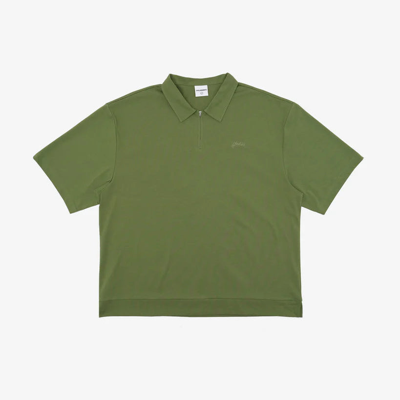 Students Lanser S/S Jersey Zip Polo Shirt Military