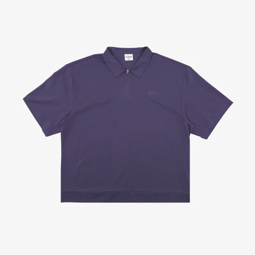 Students Lanser S/S Jersey Zip Polo Shirt Purple
