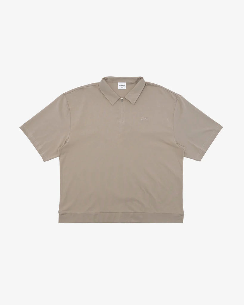 Students Lanser S/S Jersey Zip Polo Shirt Tan