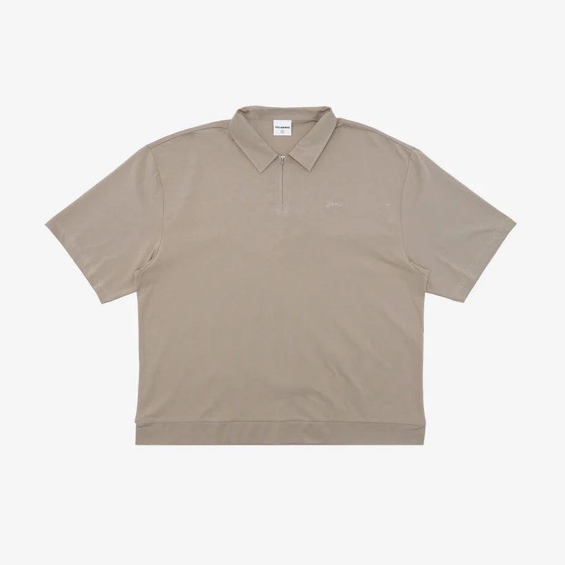 Students Lanser S/S Jersey Zip Polo Shirt Tan