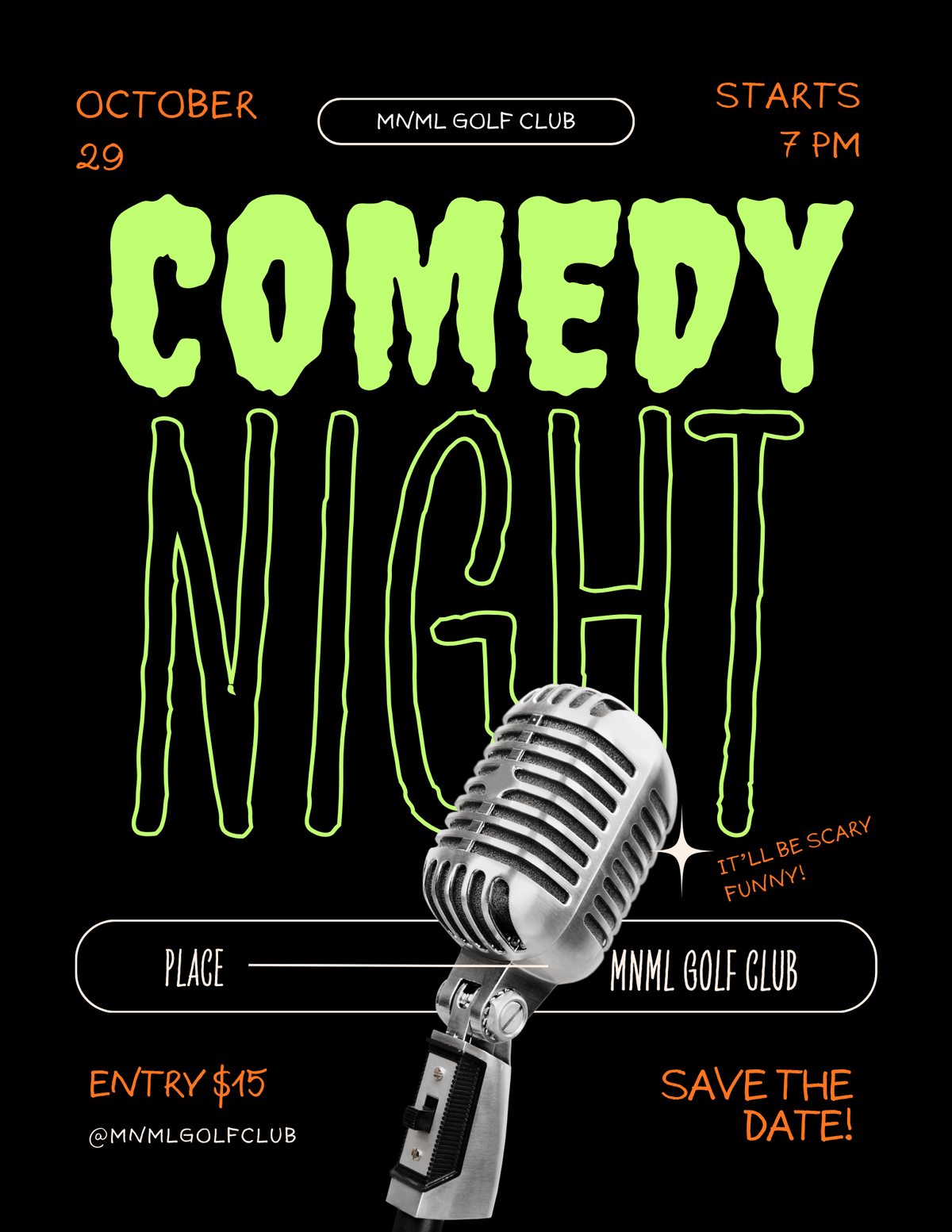 MNML GOLF CLUB Comedy Show - Oct. 29