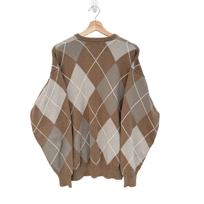 MNMLY Refreshed Pringle Tan Argyle V-neck Sweater - L