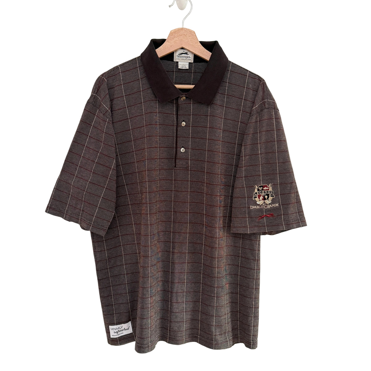 MNMLY Refreshed Grey Plaid Slazenger Golf Shirt - XLarge