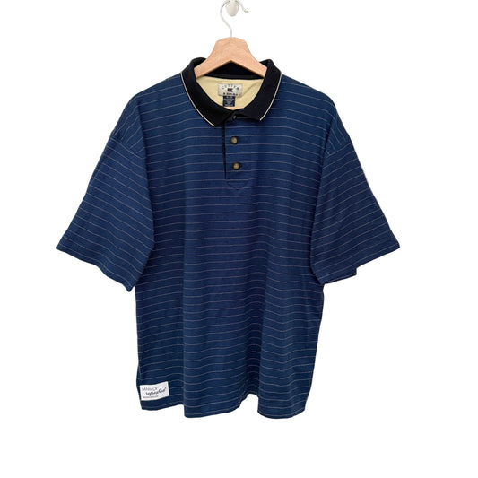 MNMLY Refreshed Navy Stripe Cutter & Buck Polo Shirt - XL