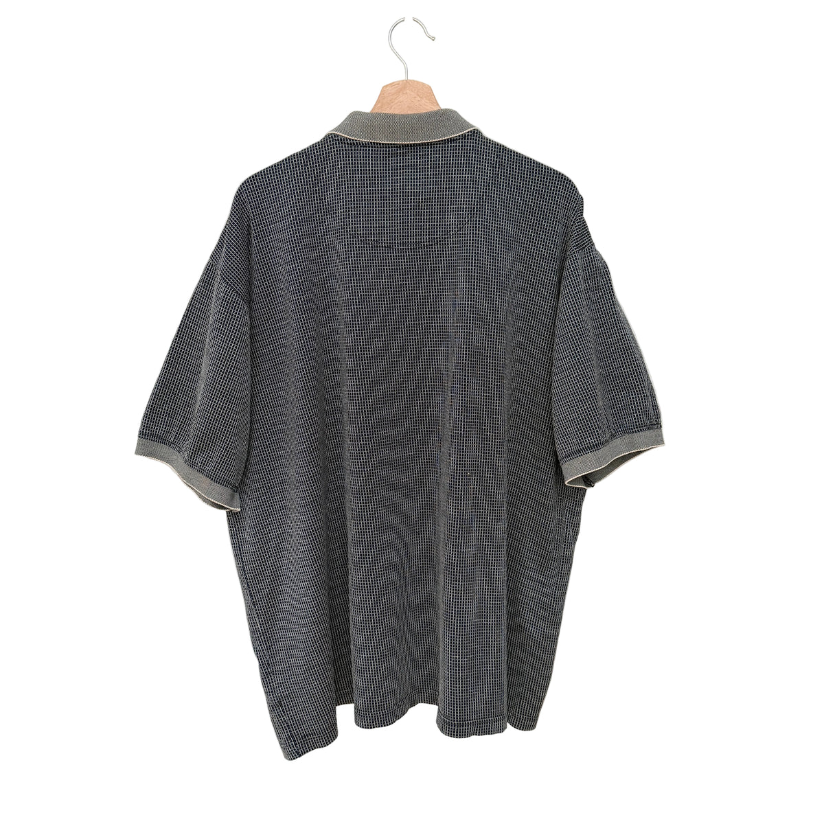 MNMLY Refreshed Navy Check Lone Cypress Polo Shirt - XXL