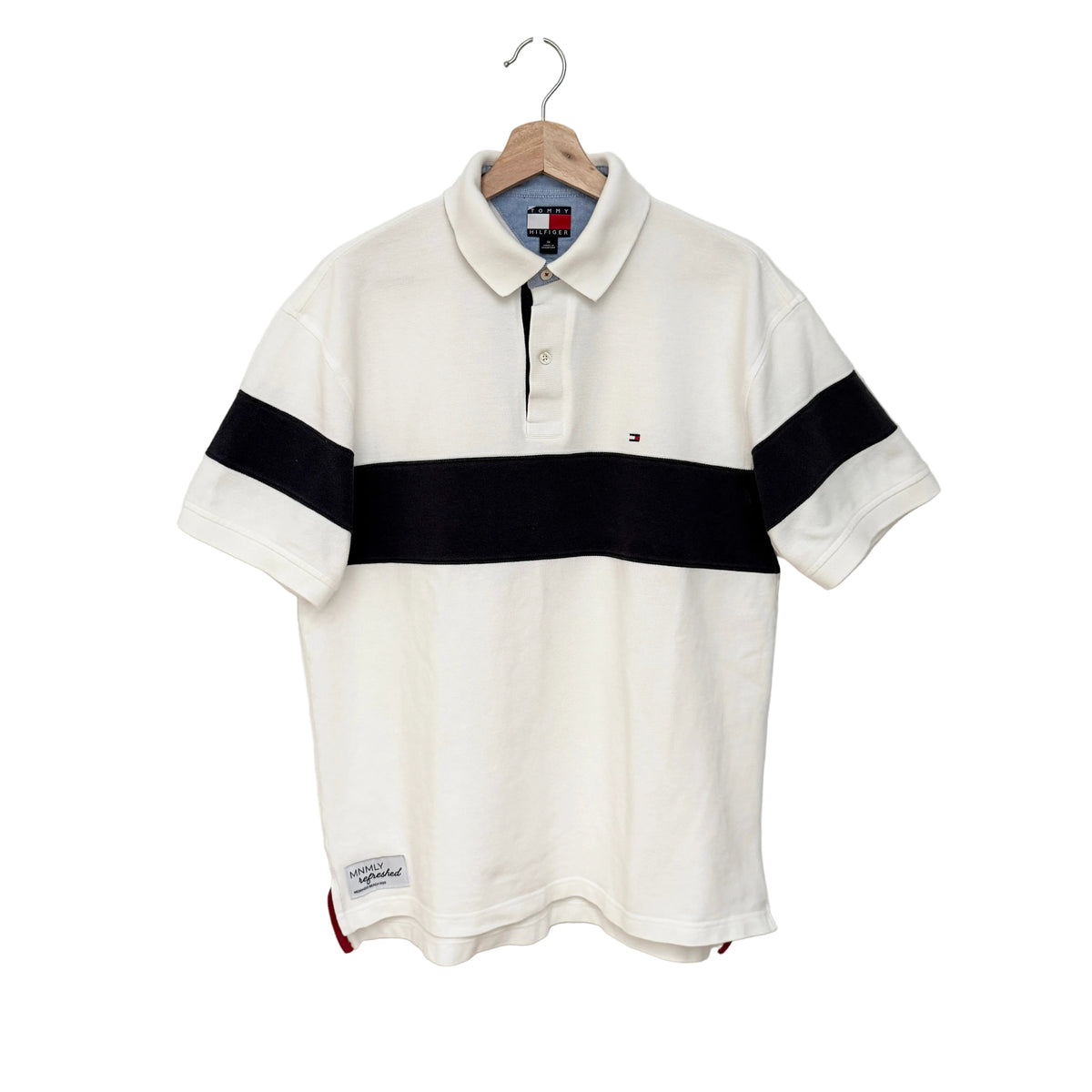MNMLY Refreshed White/Navy Tommy Hilfiger Polo Shirt - M