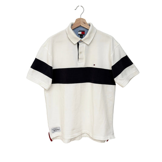 MNMLY Refreshed White/Navy Tommy Hilfiger Polo Shirt - M