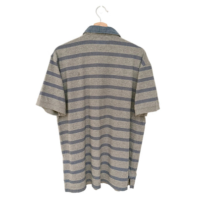 MNMLY Refreshed Grey Stripe Tommy Hilfiger Polo Shirt - XLarge