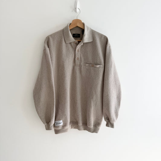 MNMLY Refreshed Beige 1/4 Button Up - S