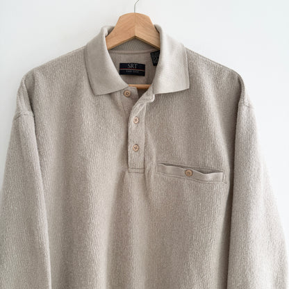 MNMLY Refreshed Beige 1/4 Button Up - S