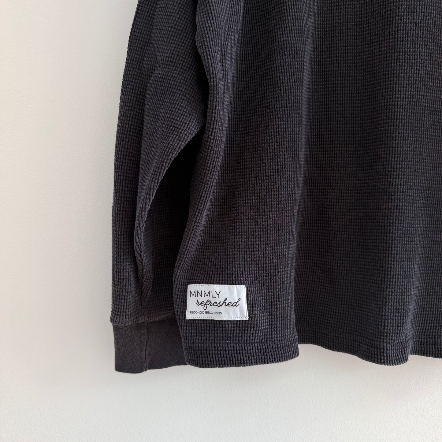 MNMLY Refreshed Black Waffle Crewneck - XL