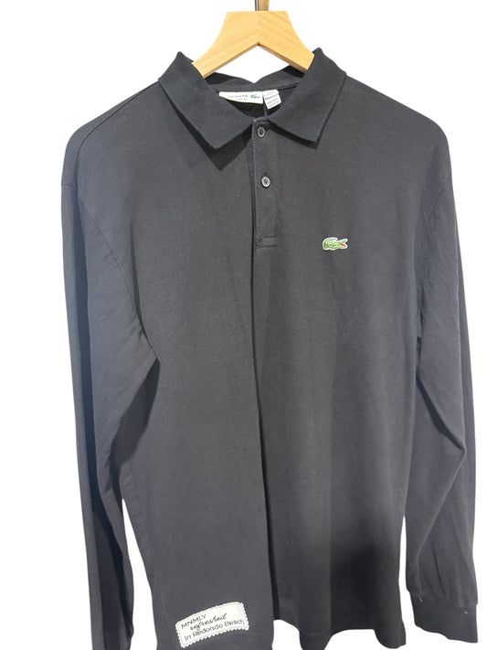 MNMLY Refreshed Black Long Sleeve Polo - Slim 2XL