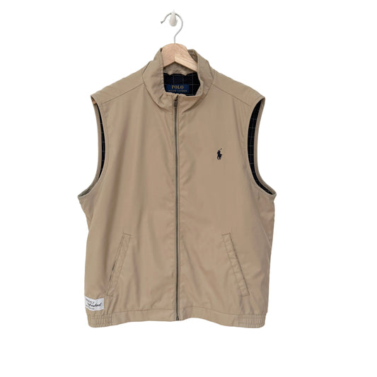 Beige vest with Polo Ralph Lauren logo on a white background
