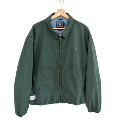 Green jacket with a brand logo on a white background