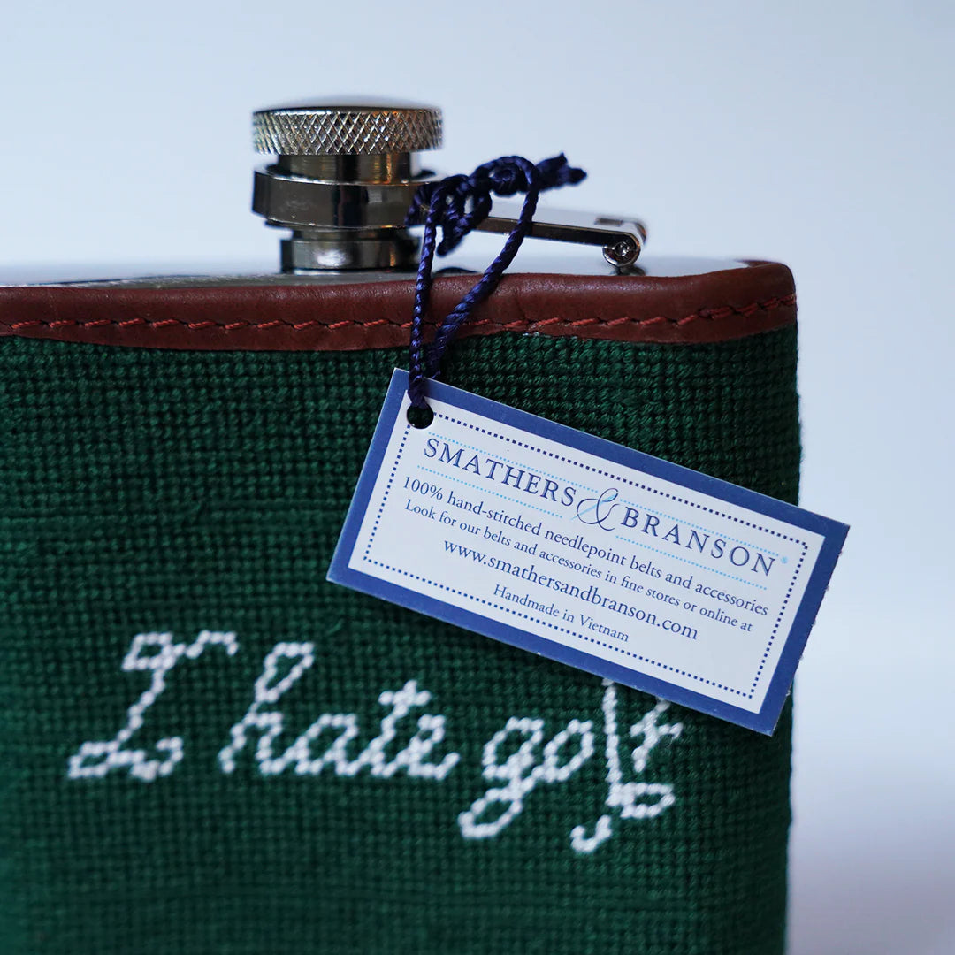 Hand-Stitched "I Hate Golf" Flask